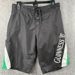 Guinness Mens Size Small‎ Black Green Board Shorts Swimming Trunks Beach